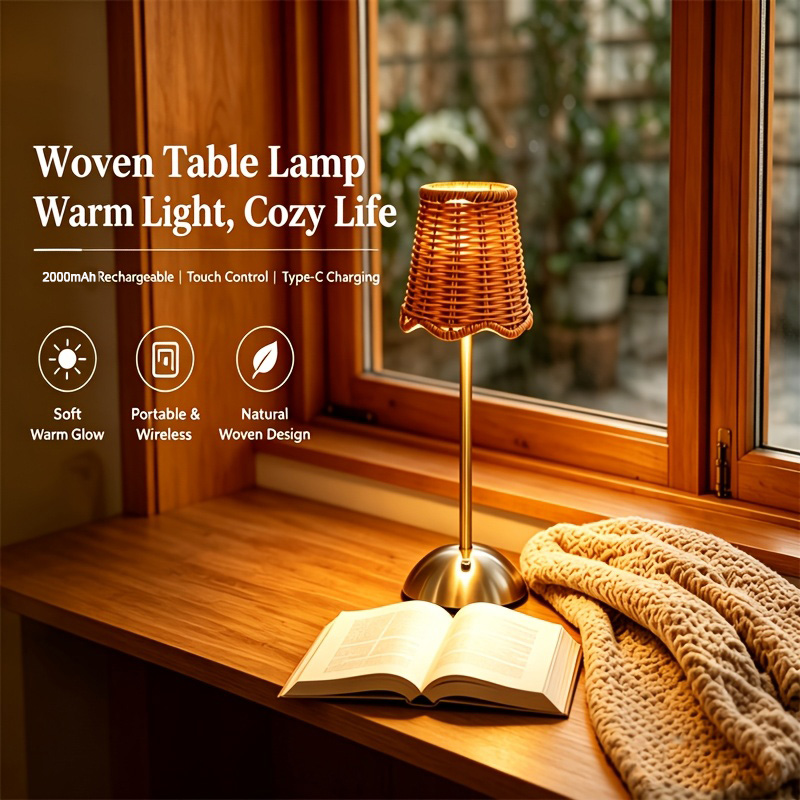 Led Desk Light Usb - 보헤미안 스타일의 라탄 아트 테이블 램프,