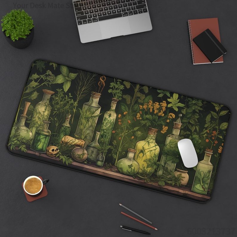 Desk Setup With Plants - Witchy Botanical Potions 식물 책상 장식
