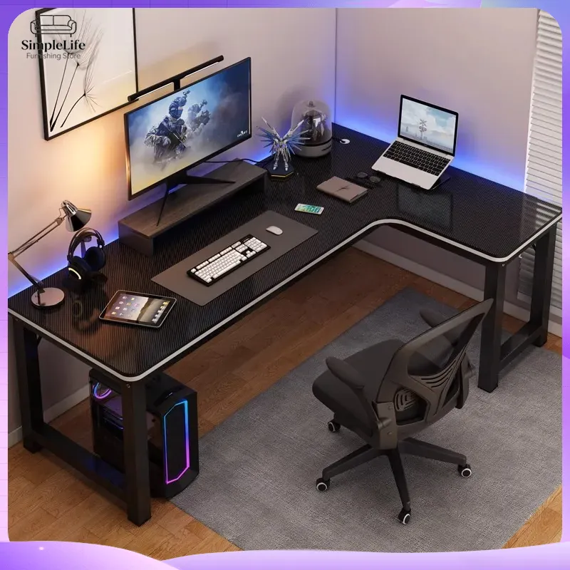 Desk Setup Dual Monitor And Laptop - 코너 게이밍 책상 컴퓨터 책상 PC