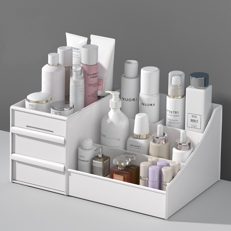 Desk Setup Shelf - 1PC 화이트 플라스틱 화장품 수납함 (서랍