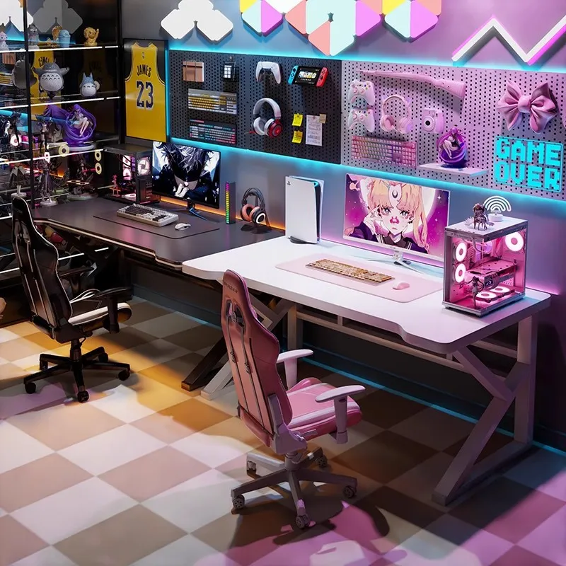 Desk Setup Bedroom - 더블 E-스포츠 게이밍 책상, 가정 사무실