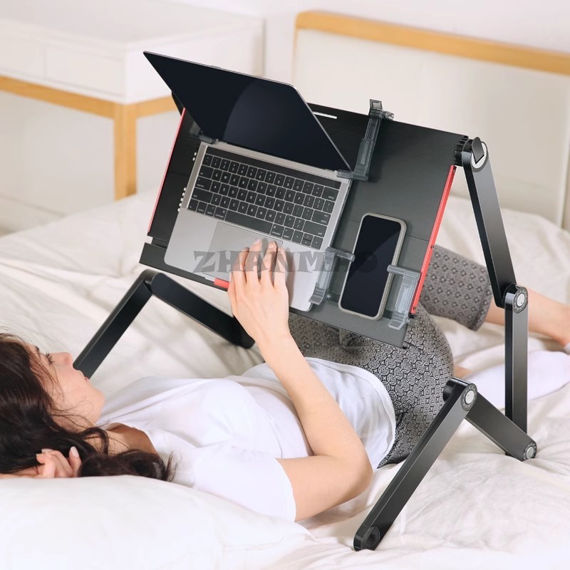 Desk Setup Maker - 침대 위에 누워 있음, 노트북 책상,