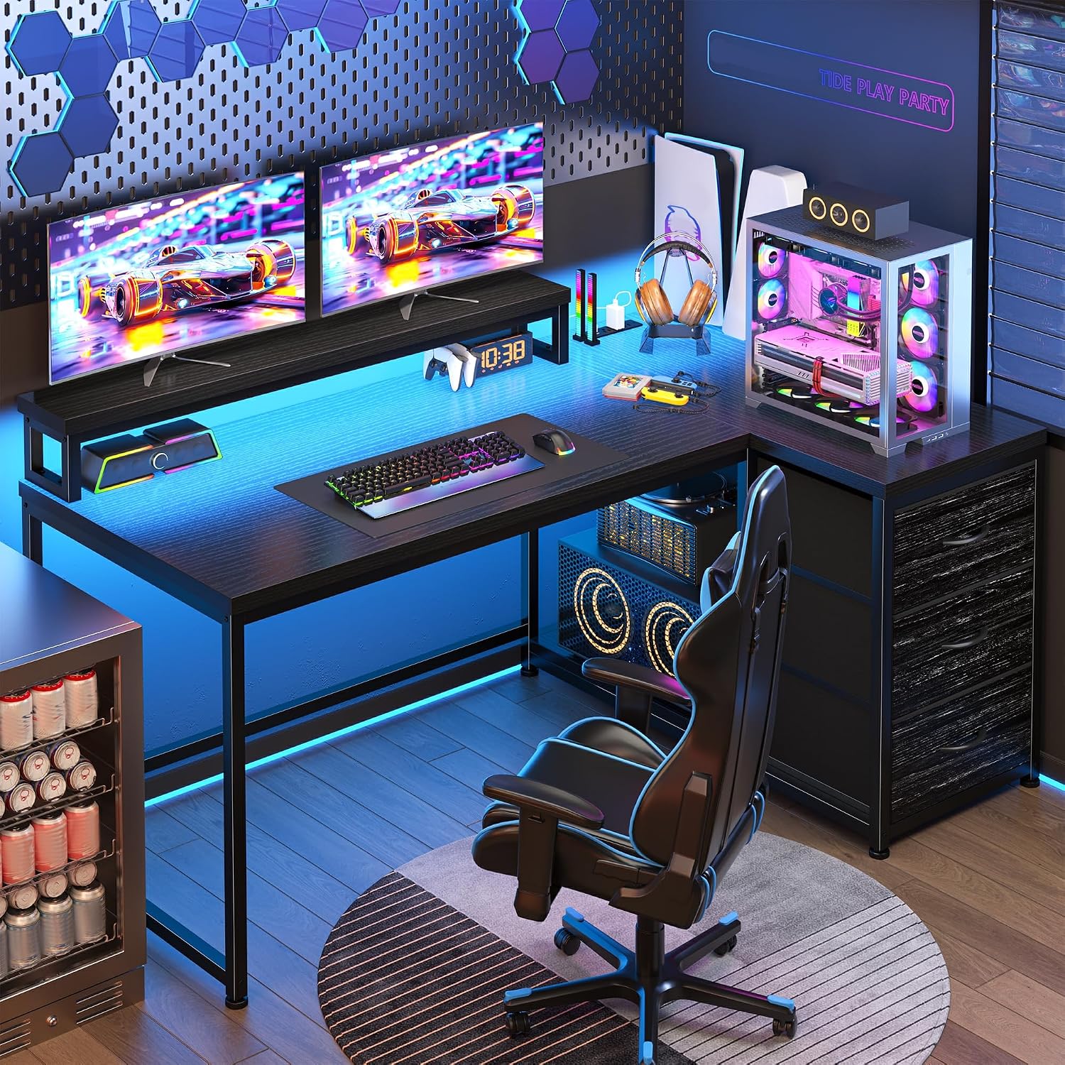 Desk Setup Gaming Pc - 3개의 서랍과 40가지 모드 RGB LED를
