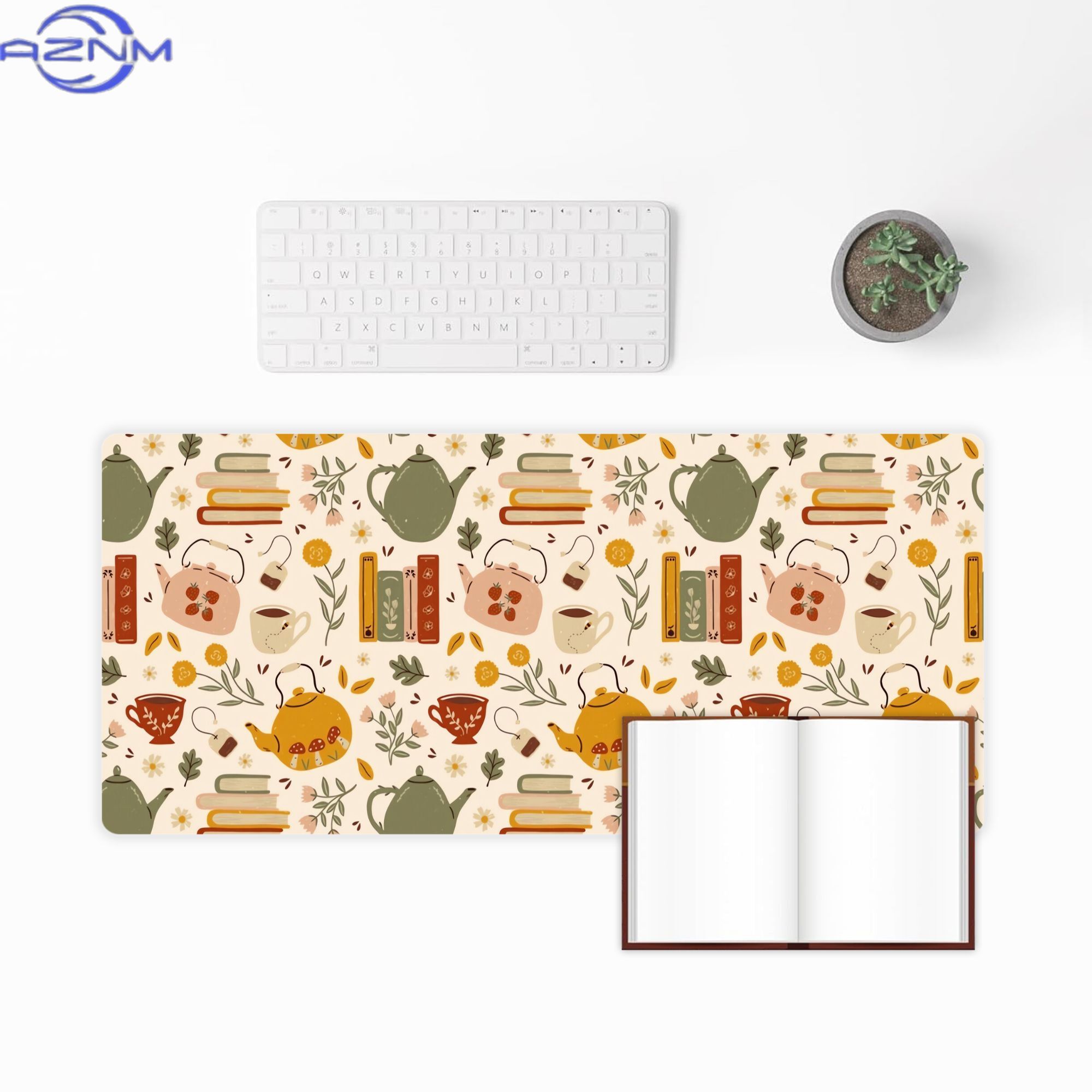 플로럴 디자인과 차 테마가 있는 대형 데스크 매트는 게 - Your Desk Setup 리뷰 및 가격