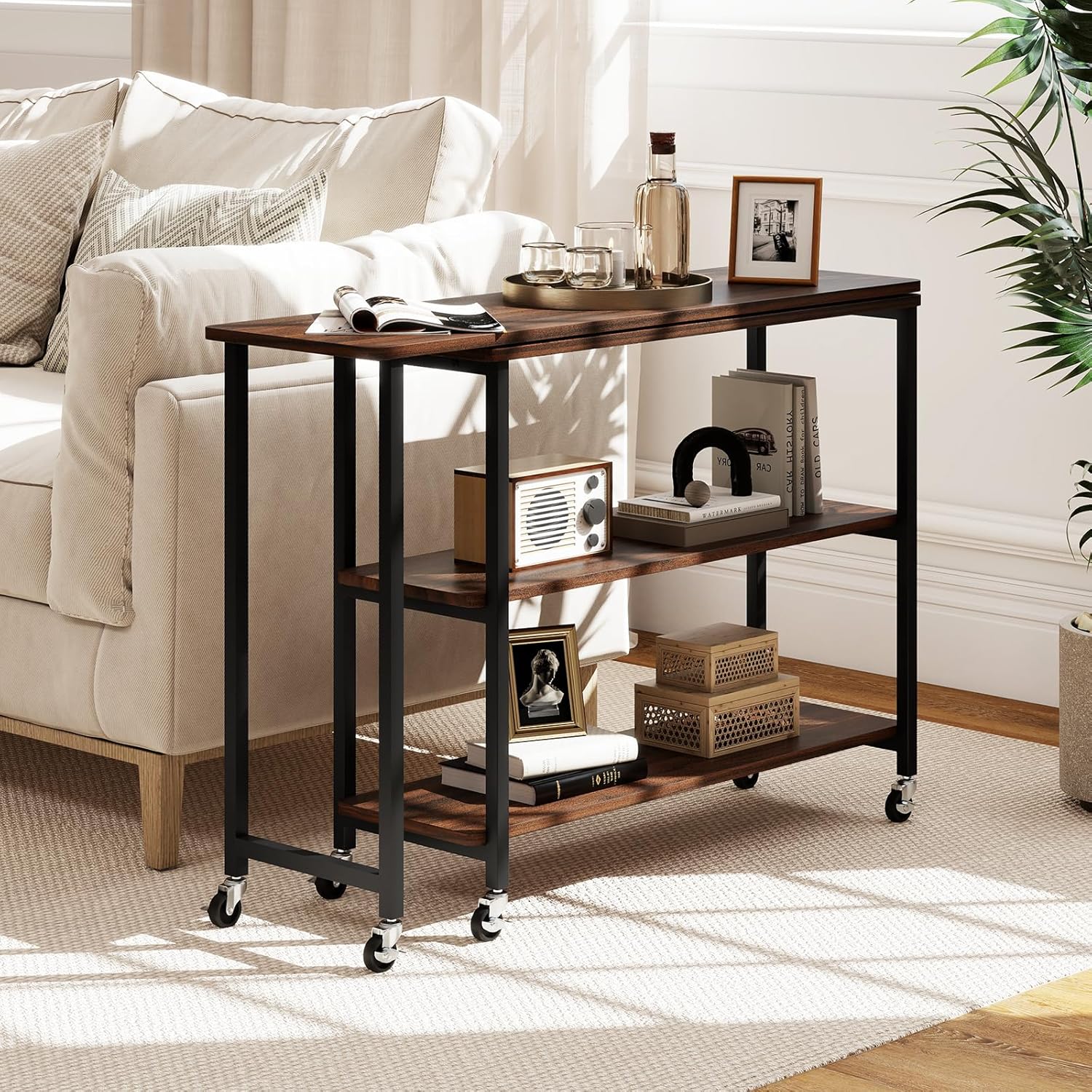 360 °   회전식 사이드 테이블, 2단 선반 및 6 - Desk Setup Maker 리뷰 및 가격
