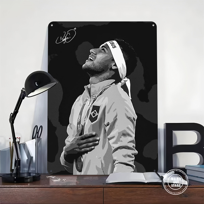 네이마르 주니어 맞춤형 빈티지 금속 간판 벽 장식 레트 - Desk Setup Poster 리뷰 및 가격