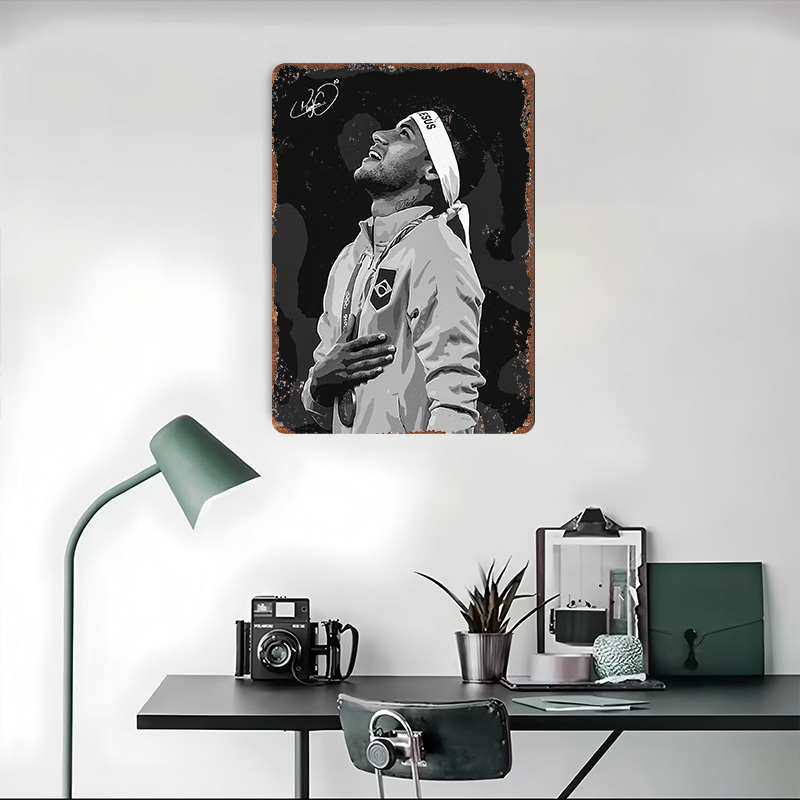 네이마르 주니어 맞춤형 빈티지 금속 간판 벽 장식 레트 - Desk Setup Poster 리뷰 및 가격