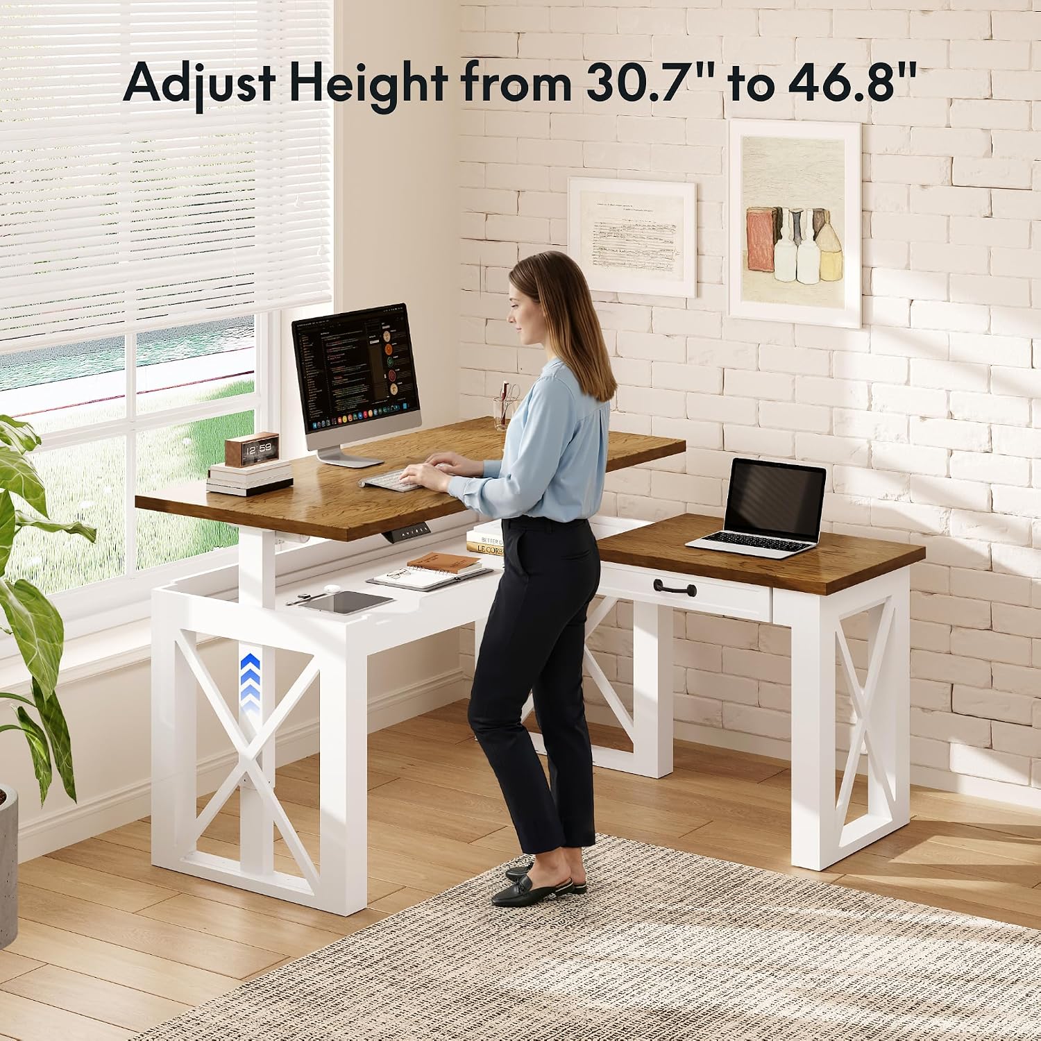 L자형 서서 쓰는 책상(서랍 포함), 55x48인치 홈 - Setup Desk Monitor 리뷰 및 가격