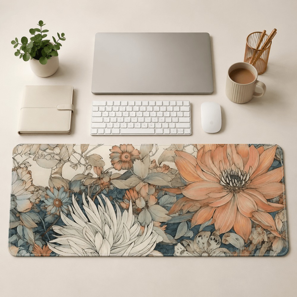 복고풍 꽃무늬 테이블 매트, 식물과 꽃 프린트가 특징, - Desk Setup With Plants 리뷰 및 가격
