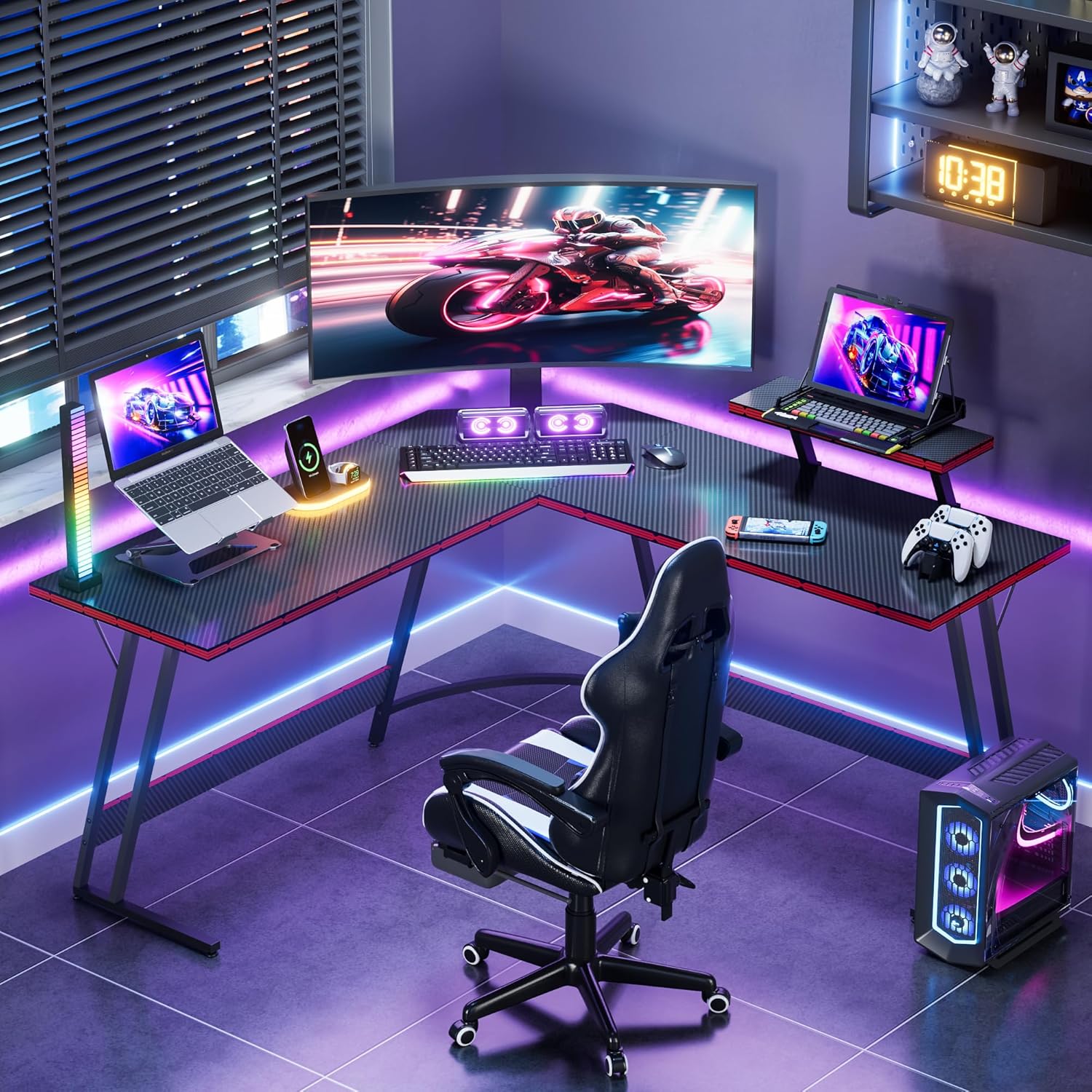 L자형 조절 가능 게이밍 책상, 대형 모니터 받침대용  - Setup Desk Monitor 리뷰 및 가격