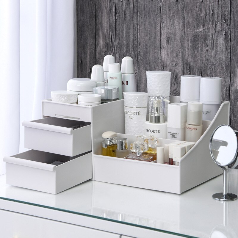 1PC 화이트 플라스틱 화장품 수납함 (서랍 포함) 기 - Desk Setup Shelf 리뷰 및 가격