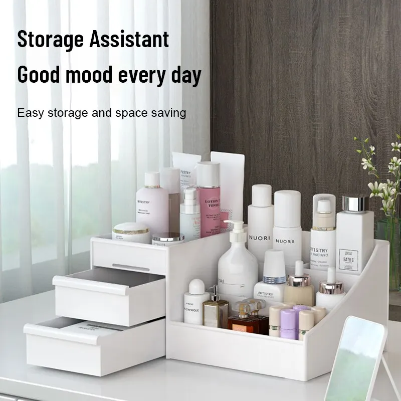 1PC 화이트 플라스틱 화장품 수납함 (서랍 포함) 기 - Desk Setup Shelf 리뷰 및 가격