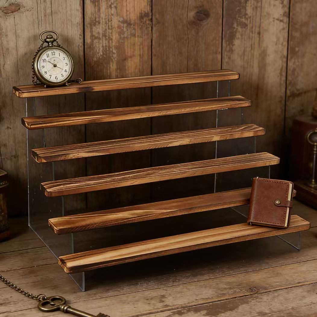 숯불색 나무 계단형 디스플레이 스탠드, 2~6단 아크릴 - Desk Setup Shelf 리뷰 및 가격