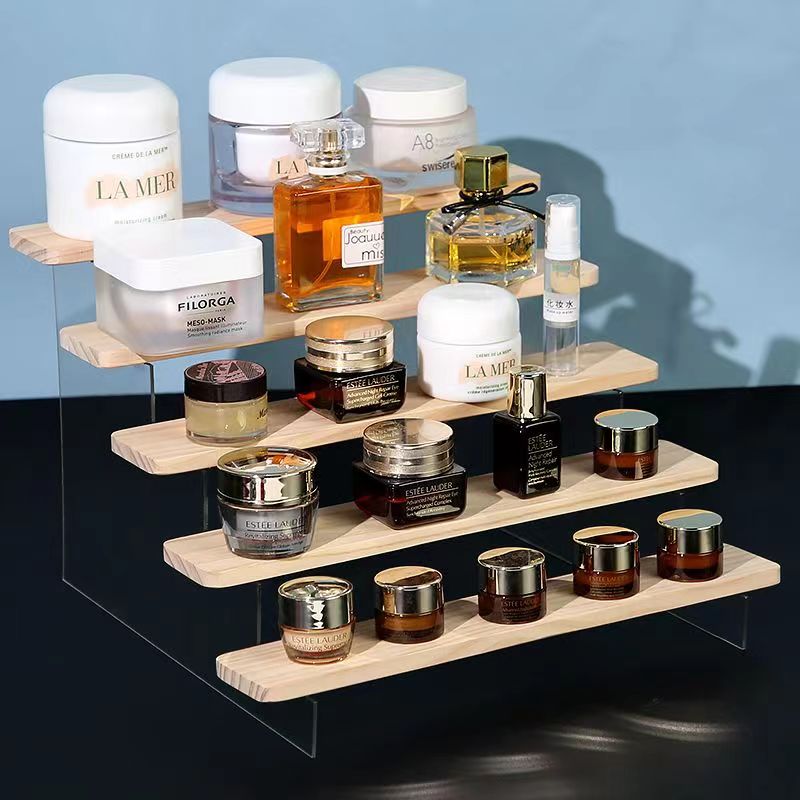 숯불색 나무 계단형 디스플레이 스탠드, 2~6단 아크릴 - Desk Setup Shelf 리뷰 및 가격
