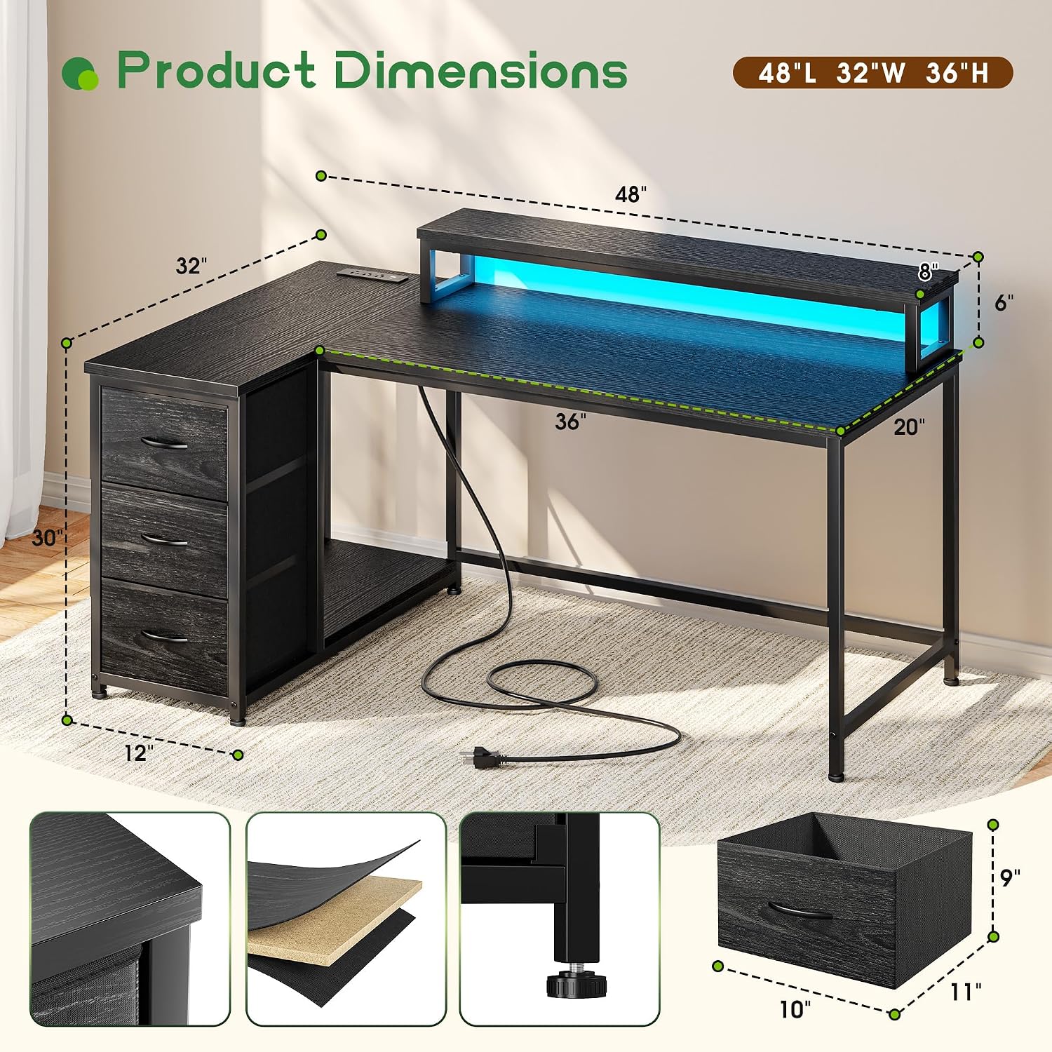 3개의 서랍과 40가지 모드 RGB LED를 갖춘 게이 - Desk Setup Gaming Pc 리뷰 및 가격